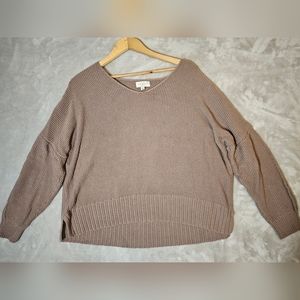 Lucky Brand Women's Taupe Crew Neck Sweater